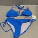 Zonsaoja Women String Bikini Set Halter Side Tie Two Piece Swimsuit Triangle Bathing Suits (Medium, Blue)