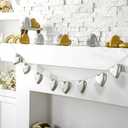 8.2 ft Valentine's Day Vintage Silver Heart Garland Hanging Ornaments Banner Farmhouse Rustic Love Heart Wall Hanging Art Home Decorations for Couples Bride Shower Wedding Anniversary