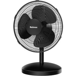 Holmes 12 Inch Oscillating Table Fan 3 Speeds 75 Degree Wide Angle Oscillation Adjustable 15 Degree Tilt Quiet Operation Home Office Bedroom Kitchen Black