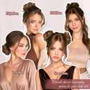 RUWISS Human Hair Bun Hair Piece Long Thin Straight Tousled Updo Bun Hair Pieces for Women Scrunchie Ponytail Extension 25g (Golden Chestnut Mixed Light Golden Blonde)