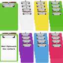 Qilery 12 Pcs Small Clipboards 6x9 with Pen Holder A5 Memo Clip Boards Plastic Colorful Mini Clipboard Bulk for Office Restaurant Cafe Hotel Shopping List, Pen Not Included