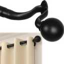 AIZESI Curtain Rods 48-86 Inch Wrap Around Curtain Rod, Adjustable Window Rod for Blackout - Black Decorative Curtains Rods, Enhanced Light Blocking & Stylish Design Bedroom/Living Room