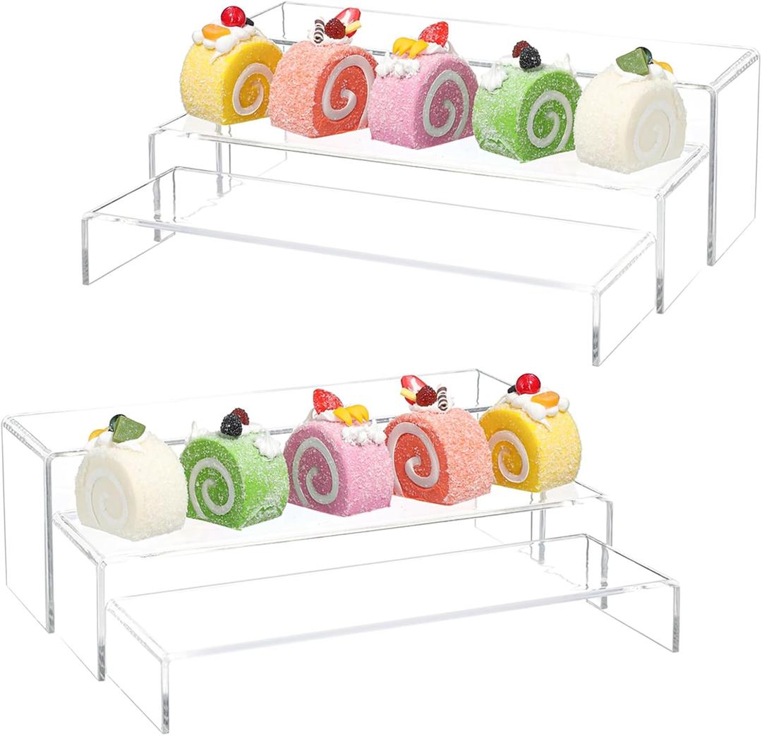 Yieach Large Clear Acrylic Risers Display Stands,6 Pcs Rectangular Display Risers for Funko Pop,Figures,Food,Showcase Collectibles Display Shelf,Retail Desktop Risers Display Stand and Decoration