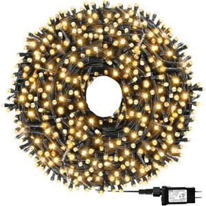 1000 LED 328ft 8 Modes with Timer Christmas String Lights IP55 Outdoor Waterproof UL Certificated Indoor Fairy Lights Garden Patio Wedding Christma Trees Parties Decoration Warm White