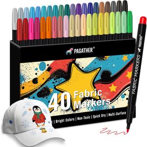 2 x Fabric Markers Permanent for Clothes, 40 Colors Fine Tips Paint Pens for Clothing Canvas Tote Bags T-Shirt and Shoes, Non Toxic Ink for Kids and Adults
