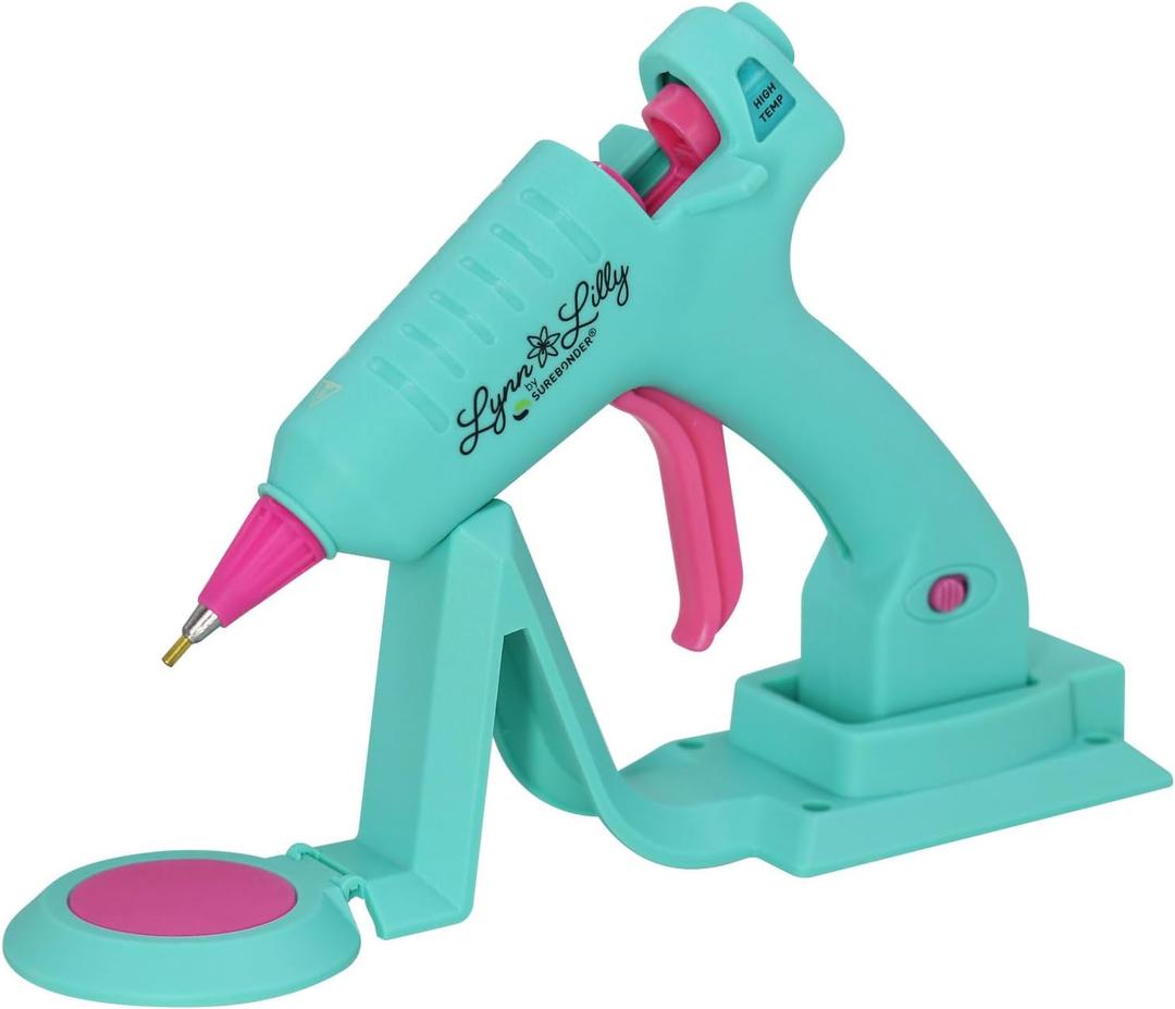 Surebonder Lynn Lilly Edition Cordless/Corded 20 Watt High-Temp Mini-Size Detail Tip Hot Glue Gun for Crafts, DIY, Repairs, Fine Tip Nozzle - Blue