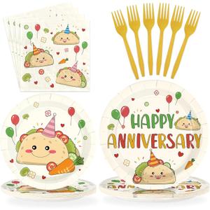 96Pcs Taco Anniversary Party Decorations Taco Bout Love Plates and Napkins Mexican Fiesta Decorations for Wedding Bridal Shower Engagement Anniversary Cinco De Mayo Party Supplies Serves 24