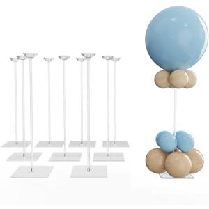 YALLOVE Clear Acrylic Tabletop Balloon Stand Kit, 23.6 Inch 10 Pack Balloon Stick Holder with Base for Centerpiece Party Decoration (Balloons Not Included)