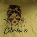 Colombian Girl Colombia Flag Proud Afro Colombian Women T-Shirt, Yellow, Large