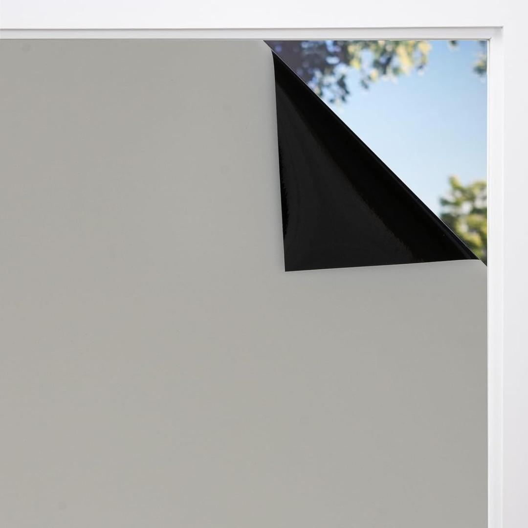 Blackout Window Film Sun Blocking Window Privacy Cover for Glass Removable Opaque Room Darkening Dark Black Out Window Cover Tint (Full Blackout Opaque - No Pattern, 35.4'' x 118.1'')