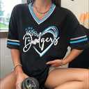 Baseball Shirt Women Oversized Baseball Mom Tshirts Game Day Short Sleeve Casual Loose Graphic Tees Tops (Black, L)