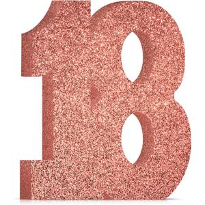 Sweet 18th Birthday Decorations for Girls,Rose Gold Glitter 18th Birthday Party Centerpieces for Table Decorations,Number 18 Table Topper Decor Sign