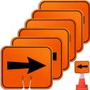 Traffic Arrow Signs 6Pcs Traffic Cone Sign Orange Detour Signs Road Cone Top Directional Left Right Arrows Sign for Road Barricade Outdoor Construction Warning
