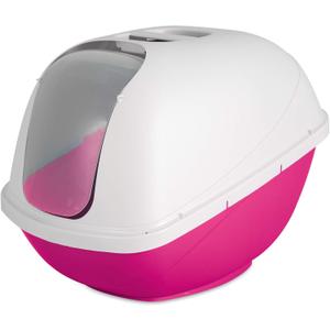 Petmate Basic Hooded Cat Litter Pan, Large, Pink and White, Made in USA