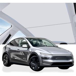 2025-2026 Tesla New Model Y Juniper Sunshade Roof [No Gap,Nano Ice-Crystal Coating] Sunroof Shade,3-Gen Heat Insulation Foldable Glass Roof UV Blocking Cover for New Model Y Juniper Accessories