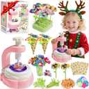 BOIMOES Mini Fabric Flower Press Sewing Machine Toy Kit for Kids Beginners, DIY Paper Bouquets Manual Sewing Kit, Creative Arts & Crafts Making Toy Gift for 4-8 Year Old Girls Boys