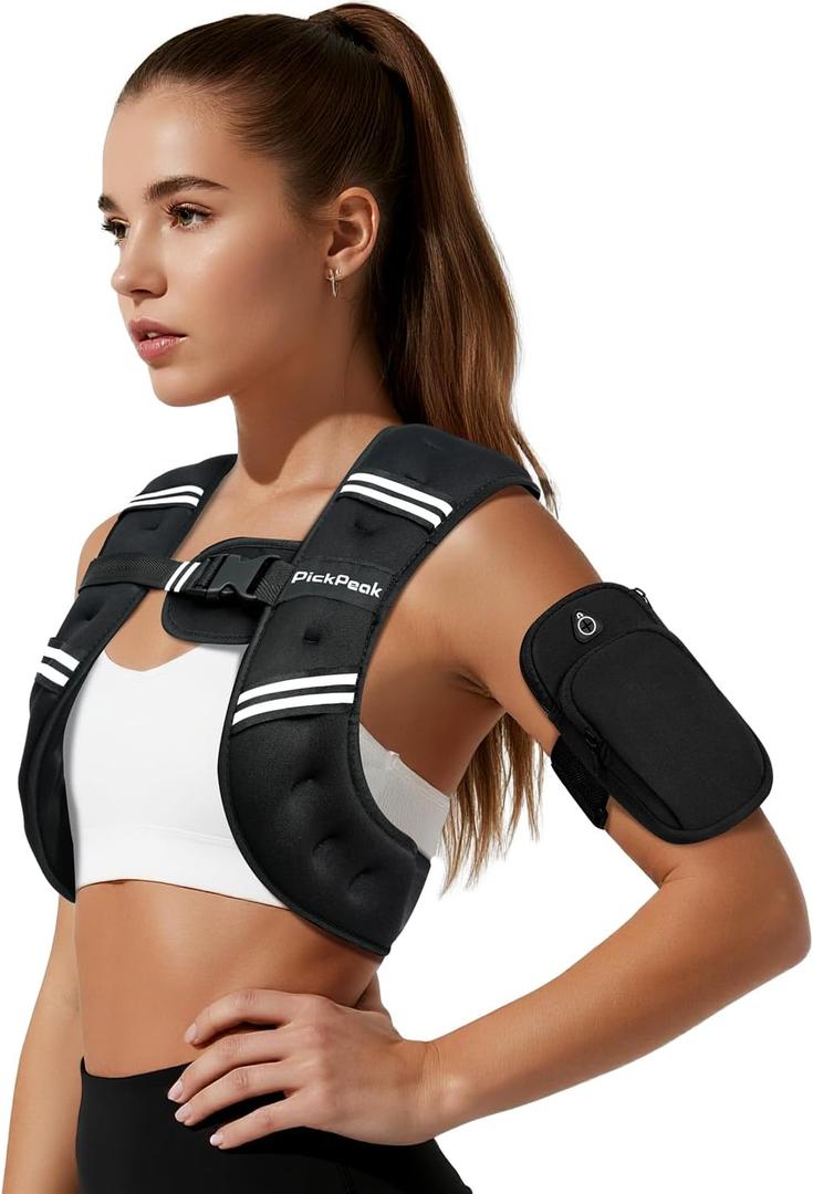 Weighted Vest for Woman Man 5lb/6lb/8lb/11lb/12lb/13lb/15lb/20lb/25lb/30lb Weighted Vest for Walking, Strength Training Weight Vest with Adjustable Buckle Detachable Phone Pouch for Running Workout