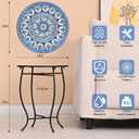 Metal Outdoor Side Table,14" Diameter Round Plant Stand for Flower Pots Vase Home Decor, Weather Resistant Patio Accent Table Plant Stand for Indoor Outdoor Use, Easy Assemble