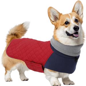 Geyecete Corgi Sweater for Dogs Corgi Clothes,Miniature Corgi Coat,Corgi Jacket for Dogs Warm Waterproof Windproof,High Neckine String Holes-Red-L
