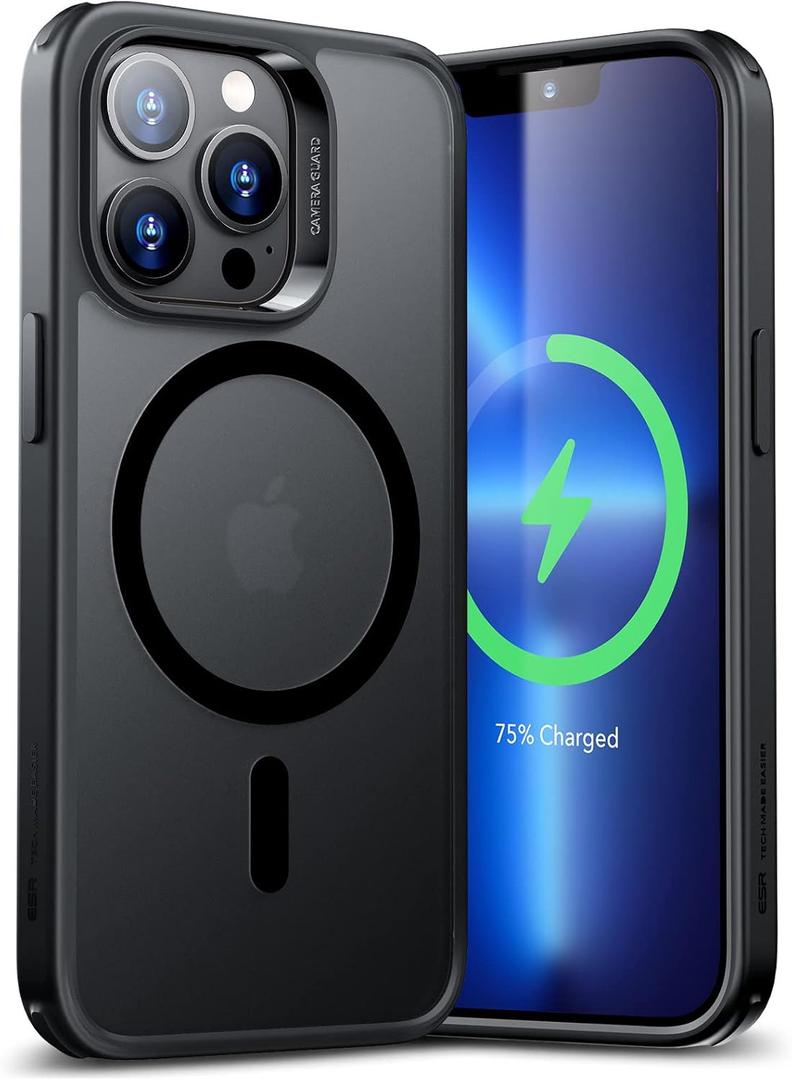 ESR Hybrid Magnetic Case with HaloLock Compatible with MagSafe, Compatible with iPhone 13 Pro Max Case, Military-Grade Protection, Scratch-Resistant Back, Classic Series, Frosted Black