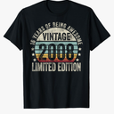 16 Year Old Gifts Vintage 2008 Limited Edition 16th Birthday T-Shirt S