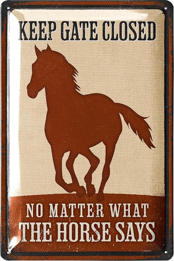 LANOLU Vintage Tin Sign - Horse Barn Decor, Outdoor Horse Decor, 12x8"