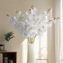 6 Pcs Artificial Orchid Stems 33.5" Tall 9 Large Petals Fake White Phalaenopsis Flower Arrangements for Home Wedding Living Room Table Centerpiece Office Table Decor White