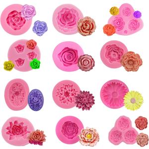 12 Pack Flower Candle Resin Mold - Resin Casting Silicone Molds for Home Decor & Candle Making Wave Spiral Mold