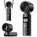 Lerat Portable Handheld Turbo Fan, 5 High-Speed Wind, Battery Operated, Up to 12H Runtime, 3 IN 1 Hand Fan with LED Display & Flashlight, Personal Cooling Fan for Travel, Outdoor, Beach Essentials