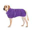 Tuff Pupper Fast Drying Dog Bath Robe | 800 GSM Plush Dog Towel Bathrobe/Dressing Gown | Super Absorbent Pet/Puppy Bathrobe | Adjustable Hood & Belly Strap | Super Soft | Fast Drying (M, Purple)