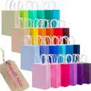 qiqee 100Pcs Paper Gift Bags with Handles - 8.3"x6"x3.15" Small Party Favor Bags - 24 Solid Colors