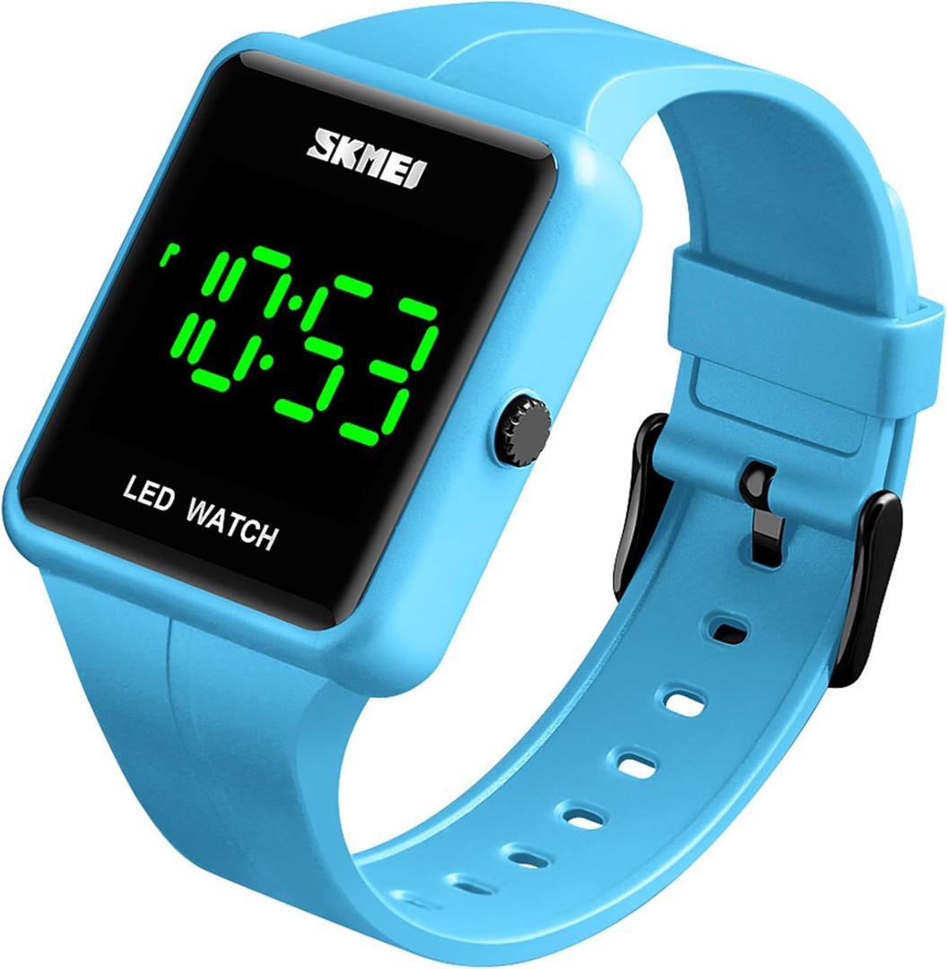 Gosasa Large Face LED Digital Watch Date Time 3Bar Waterproof Wristwatch Men Women Sports Watches (Blue)