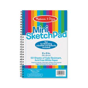 Melissa & Doug Mini Sketch Pad - 50 Spiral-Bound Blank White Pages, 6 Inches x 9 Inches