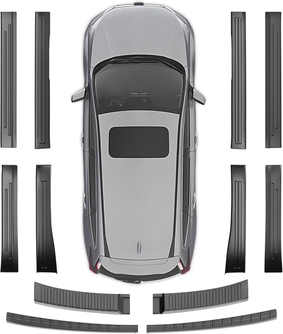 12PCS Door Sill Protector & Rear Bumper Guard for 2023-2026 Honda CR-V, Anti-Scratch Exterior Trim Covers, Black (8PCS Door Sill Guards + 4PCS Rear Bumper Protector)