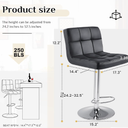 DUMOS Bar Stool, 24 inch Counter Height Bar Chair, Upholstered Modern Kitchen Barstool with Metal Base, PU Leather Saddle Stool for Kitchen Island, Inky Black