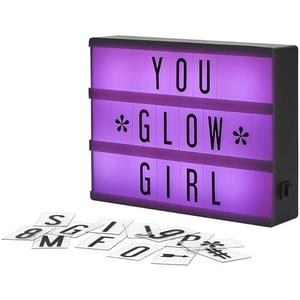 My Cinema Lightbox - RGB Color Changing Cinema Light Box Sign with 100 LED Letters and Numbers - Personalized Neon Message Board, 7.8" x 5.9" Marquee Light Up Display for Home or Events