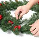 Uten 20 inch Christmas Wreath for Front Door, Winter Wreath Xmas Artificial Decorations with PVC/PE Berries Cones for Indoor Outdoor Garden Gate Home Winter Holiday New Year (Green Red Berries)