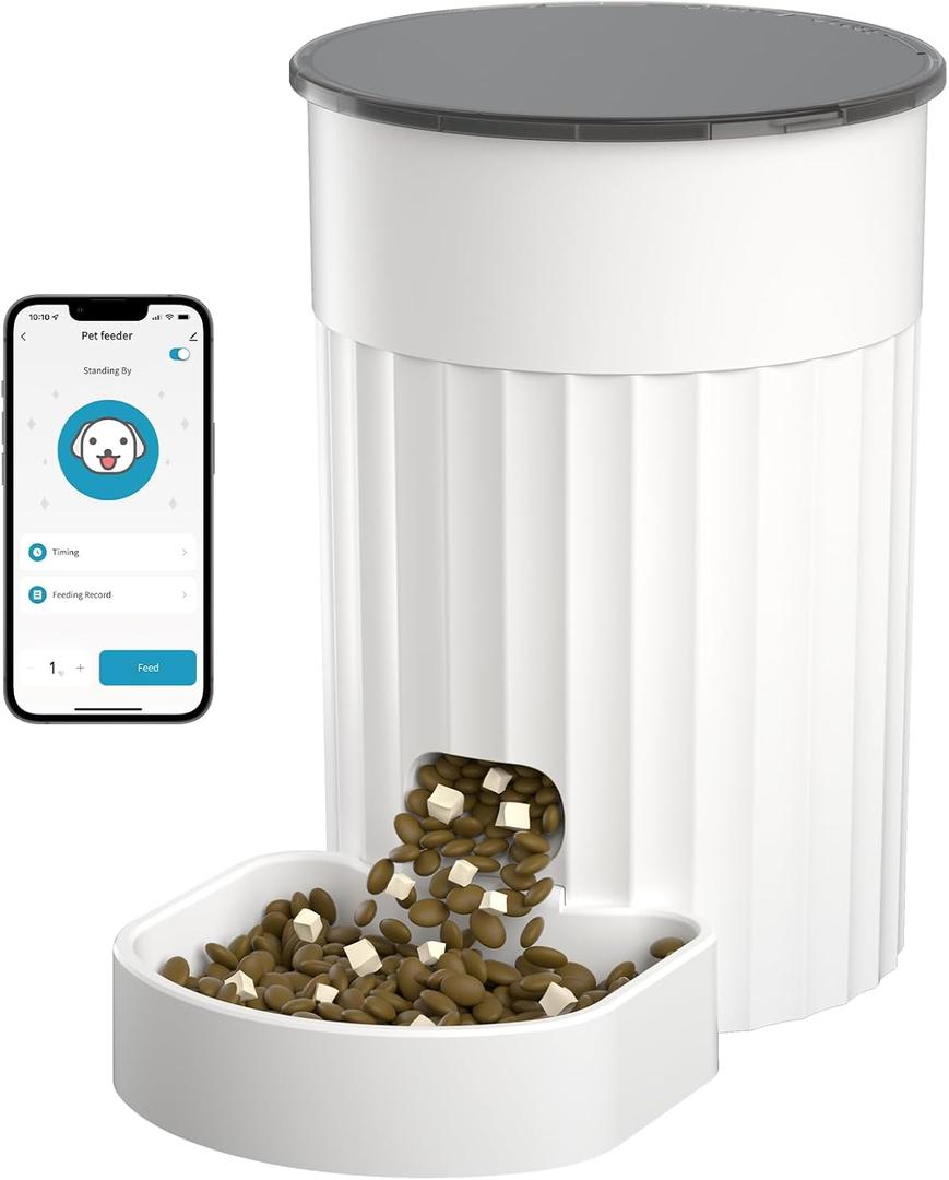 Automatic Cat Feeder 3L, 2.4G WiFi Auto Pet Food Dispenser for Cats and Small Dogs, Timed Cat Feeder Programmable Portion Size with APP Control & Alexa 1-10 Meals Per Day (White) (White-WIFI)