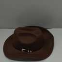 Western Cowboy Hat for Men Women Classic Roll Up Fedora Hat with Buckle Belt(Size:S-M)