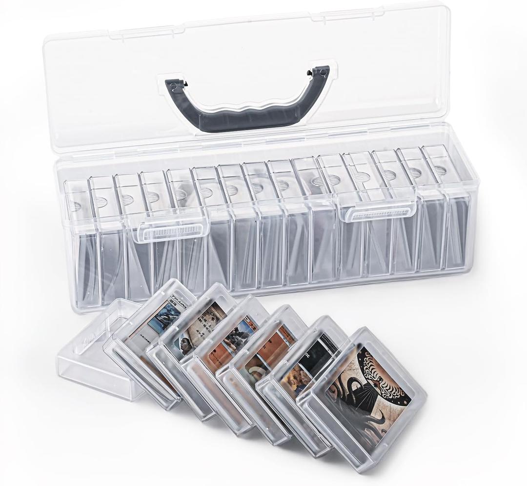 Trading Card Storage Box,With 18 independent Baseball Card Box, Portable the transparent card box can perfectly display your cards, card game storage, for Collectible GamingBoxes Holds 900+C