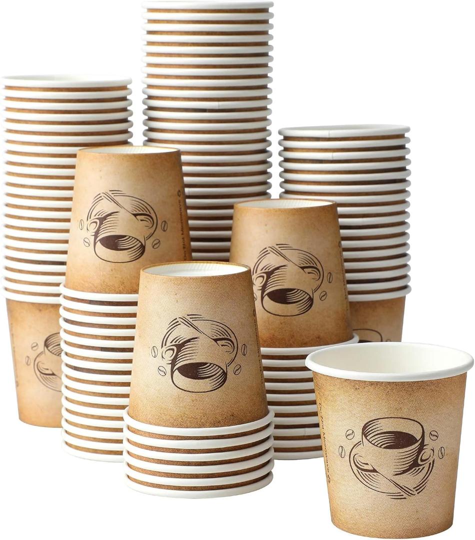 Clawsoff 300 Pack 6 oz Small Coffee Cups, Disposable Paper Espresso Cups for Hot/Cold Drinks, Office, Home, Shop, Event
