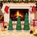 Artmag Set of 3 Christmas Tree Decorations Indoor, Glittering Modern Christmas Tree Decor Tabletop Entryway Table Mantel Centerpiece for Holiday Party (Green)