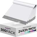Fuxury 300 Pcs Large Poly Mailers 24x24 Inch, Bulk Shipping Bags for Clothing, Strong Adhesive Shipping Envelopes for Small Business Suppliers, Waterproof Mailers Poly Bags Mailing Envelopes White