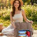Lunch Tote Bag for Women, 3 in 1 Work Bag with Lunch Compartment | Lightweight 15.6 Laptop Bag w/ 40oz Cup Holder, Puffer Lunch Box Women Cooler Purse for Office Picnic Travel Teacher Nurse