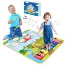 Foki 3-in-1 Musical Mats, Child Floor Piano Drum Animal Music Play Mat Montessori Sensory Early Educational Musical Learning Toys for Baby Girls Boys Birthday Toddlers 1-5 Years Old
