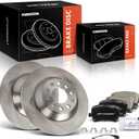 A-Premium 11.87 inch (301.7mm) Rear Solid Disc Brake Rotors + Ceramic Pads Kit Compatible with Select Audi Models - A6 2006-2011, A6 Quattro 2005-2010, 6-PC Set