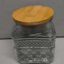 WHJY Glass Storage Container with Lid, Airtight Glass Jars, Farmhouse Tea Canister, Dog Treat Jar for Pet, Glass Candy Cookies Coffee Canister Jar Bath Salt Container - Square 47 oz