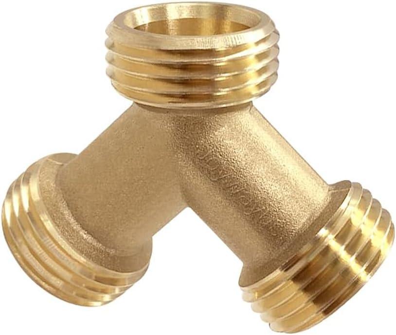 Joywayus Brass 3/4" GHT Male Y Shaped Connector for Steam Dryer and Washing Machine Hoses 