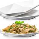 DELLING 13.7 inch Serving Platter, Geometric Serving Plates, White Porcelain Platters for Serving Food, Serving Trays for Party, Entertaining, Appetizer, Fruit, Salad, Oven Safe Dinnerware Set of 3