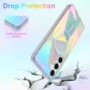 Cute Case for Samsung Galaxy S24 FE Case for Women Girls [ Compatible with Magsafe ] Clear Glitter Girly Aesthetic Rainbow Sparkly Bling Magnetic Phone Cover, Iridescent Geometry